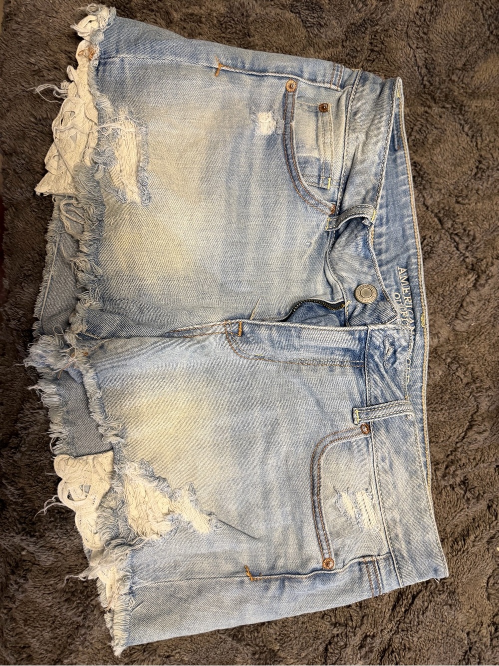 American Eagle Outfitters Light Blue Distressed Denim Jean Shorts